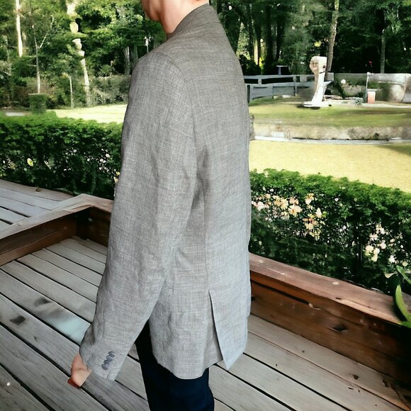 NWOT JOSEPH ABBOUD (M/L) 100% Linen Italian Fabric Herringbone in Beige - Picture 3 of 8